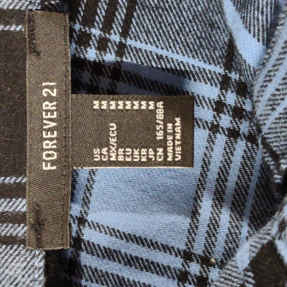 Forever 21 blue and black Medium Flannel button down Shirt - Picture 6 of 9